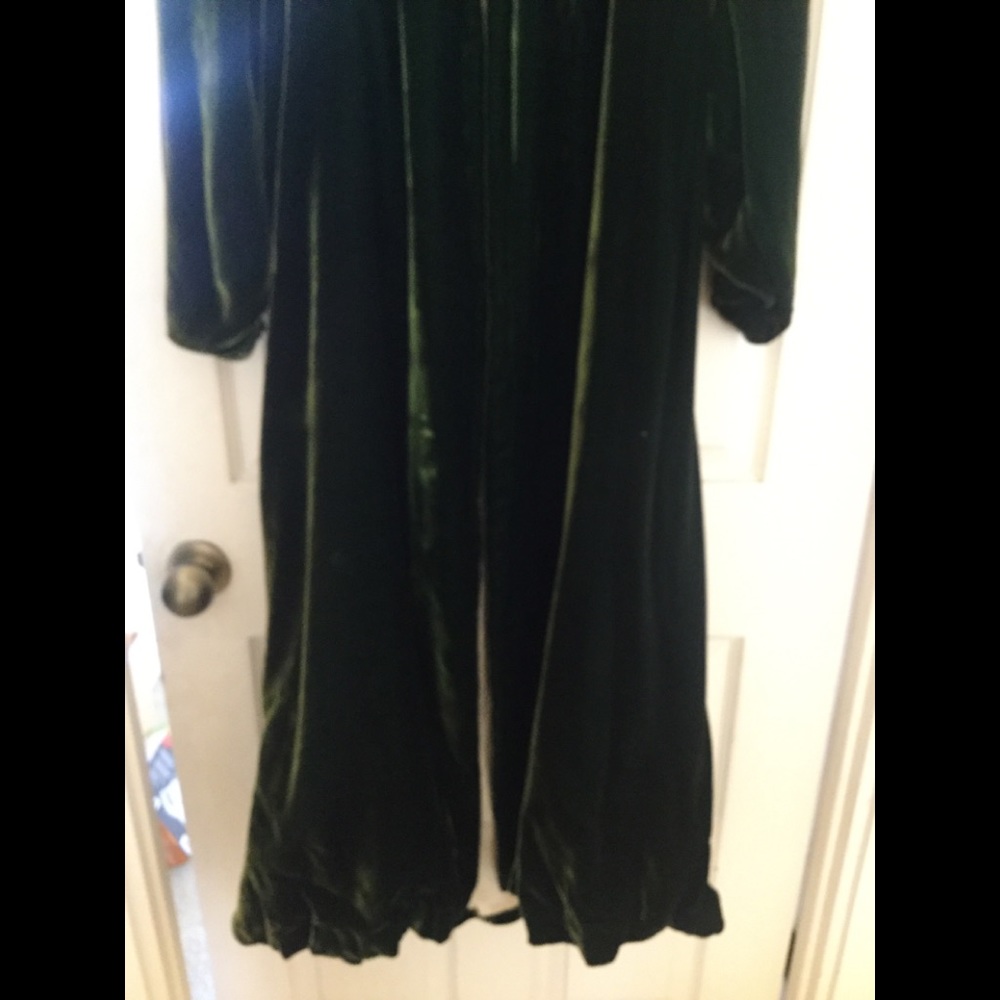 Antique Victorian fur collar green velvet silk coat vintage jacket Edwardian - Picture 5 of 16